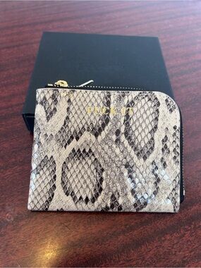HUF Snake Print Zip Card Holder in Beige and Black